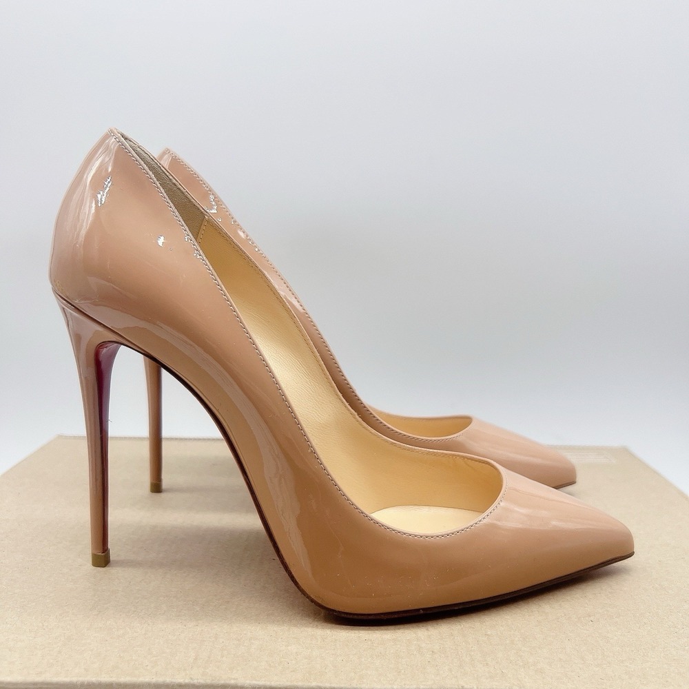Christian Louboutin Pigalle 100 Women's Heels Pumps Nude Patent Leather EU 38.5 - Picture 6 of 13